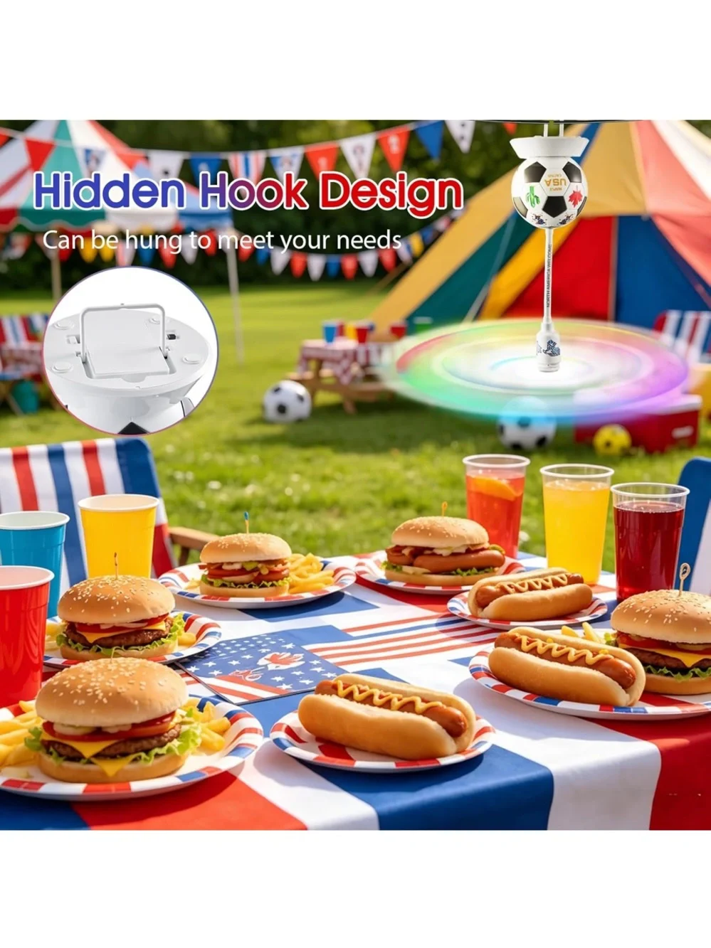 Table Top Fly Repellent Fan to Keep Flies Away from Food- Set of 2 Soccer Themed